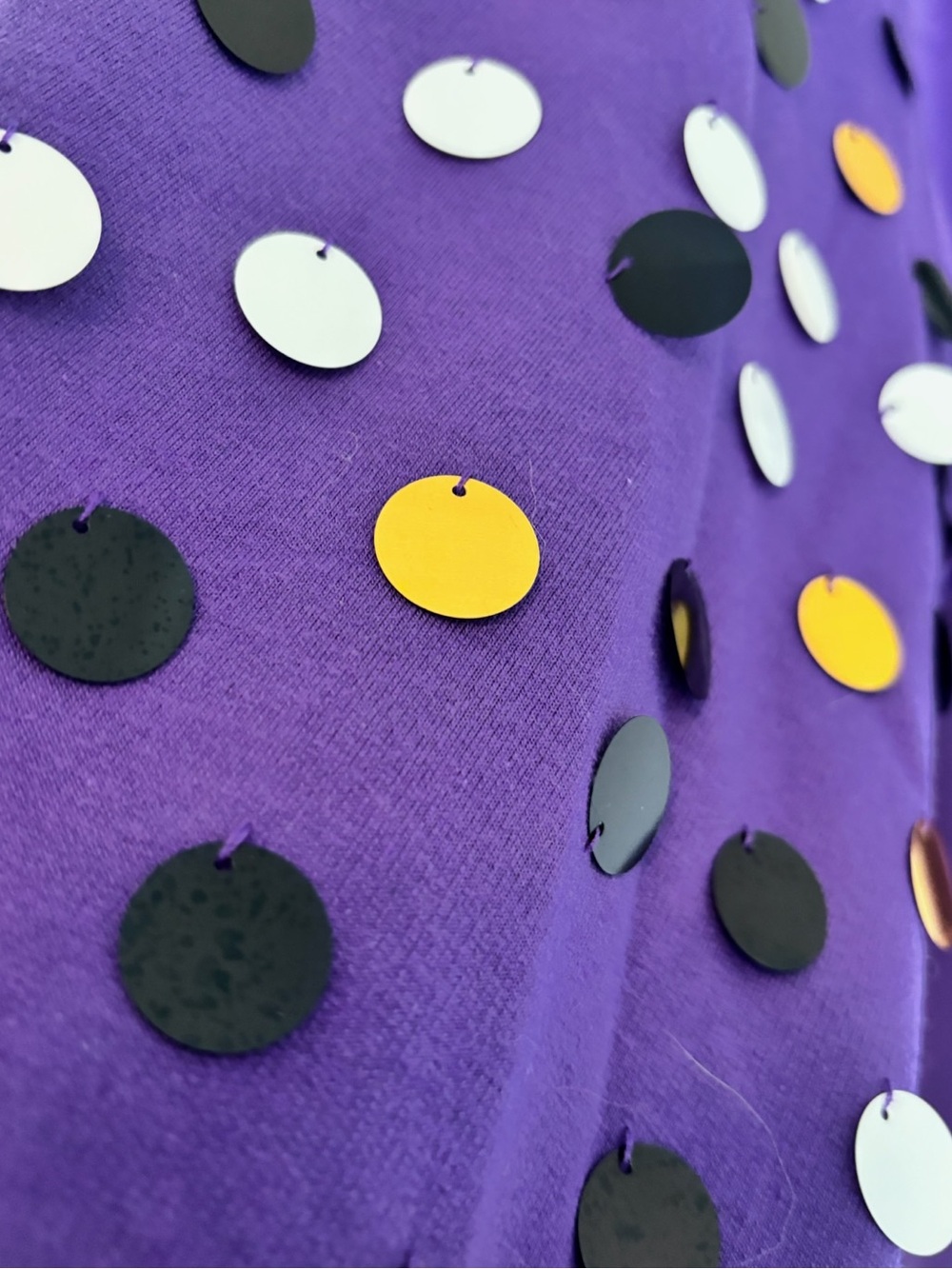 BiBi Purple 'Game Day' Sweatshirt with Yellow Script and Multi Polka Pom Sleeves - Picture 2 of 7